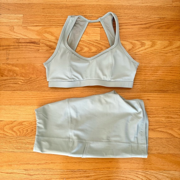 Workout Set - Cleo Harper Aqua Gray Blake Bralet and Spin Short Set - Size Large - Picture 6 of 9